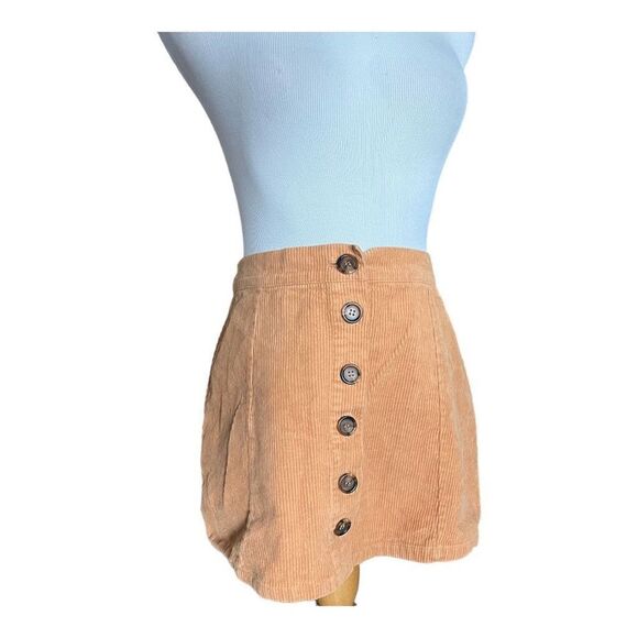 Womens Rue 21 Camel Ribbed Corduroy Button Down Mini Skirt - Sz M - Picture 4 of 4